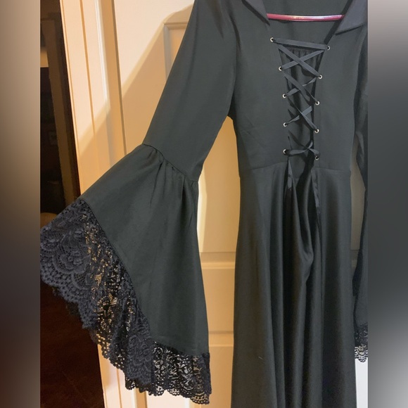 Gothic/witch/medieval hooded lace up dress - Picture 2 of 5